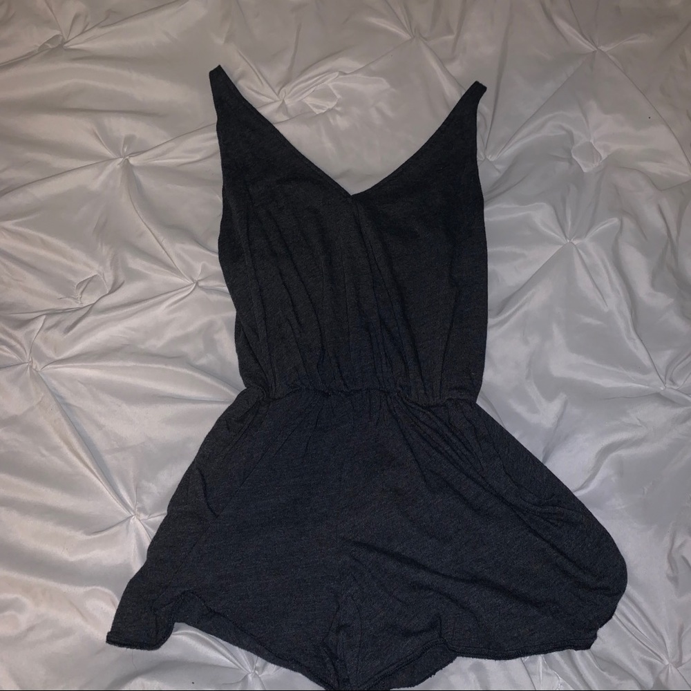 PINK grey romper only wore a couple times